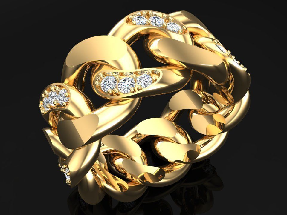 Chain ring - Miami Cuban ring - Link ring - Size 6 - 11 3D Model Collection_12
