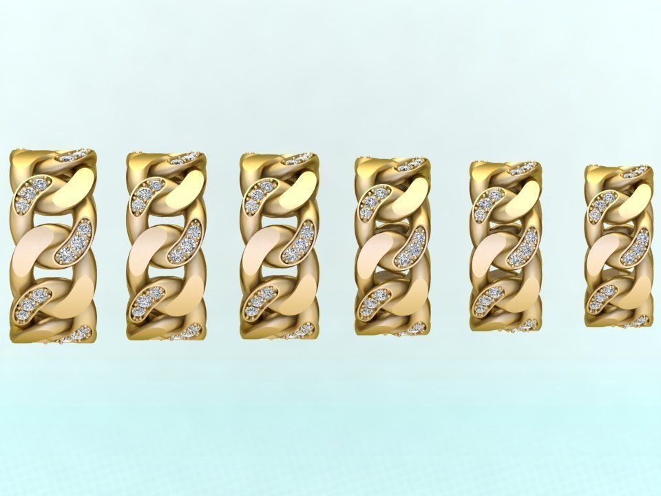 Chain ring - Miami Cuban ring - Link ring - Size 6 - 11 3D Model Collection_9