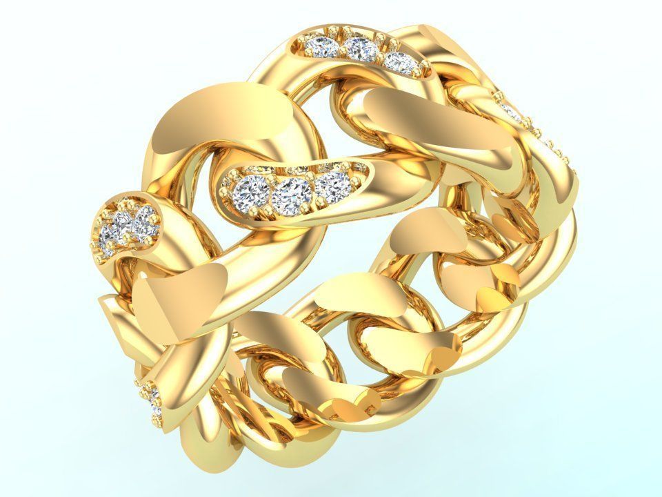 Chain ring - Miami Cuban ring - Link ring - Size 6 - 11 3D Model Collection_13