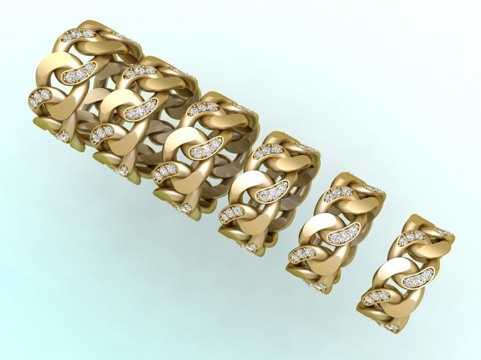 Chain ring - Miami Cuban ring - Link ring - Size 6 - 11 3D Model Collection_3