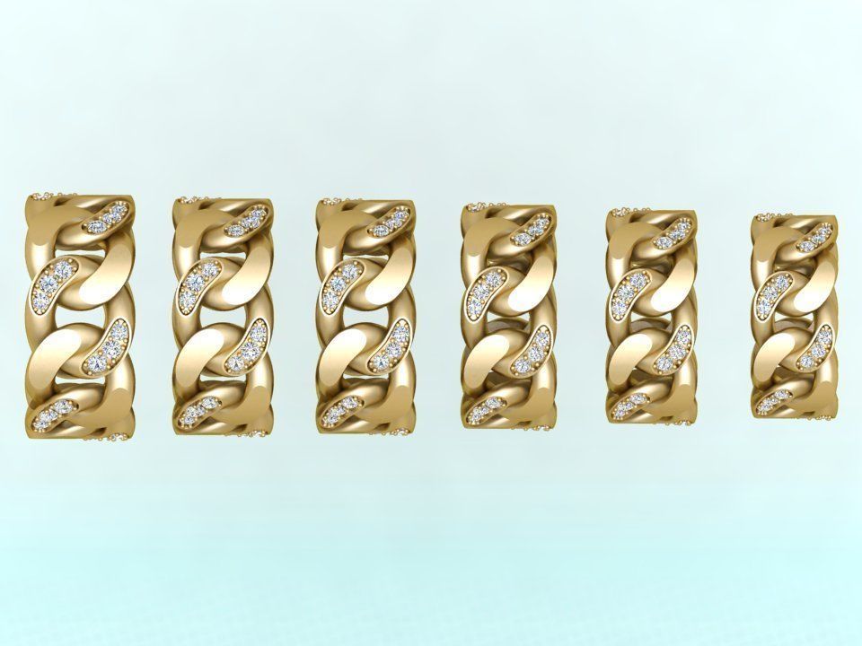 Chain ring - Miami Cuban ring - Link ring - Size 6 - 11 3D Model Collection_7