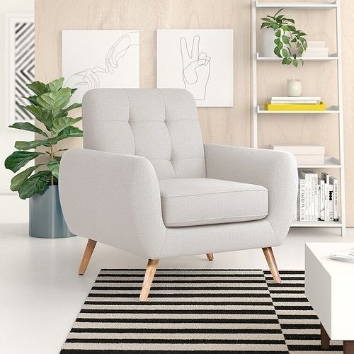 Billitteri 36 Wide Tufted Linen Armchair 3D model