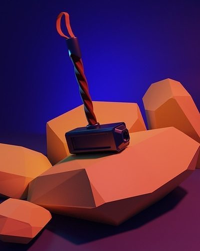 Desert hammer in low poly style Free low-poly 3D model
