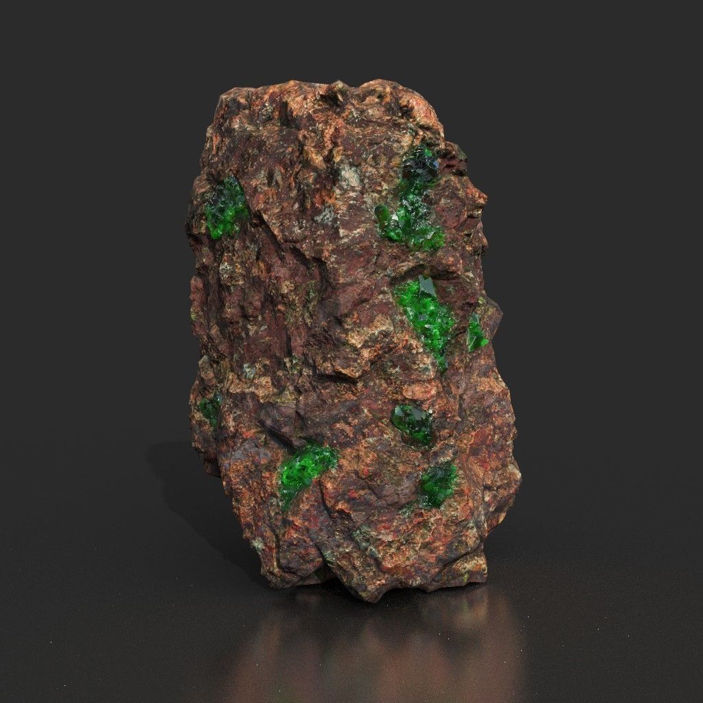 Low Poly Green Gem Mineral Rock 210823 Low-poly 3D model_15