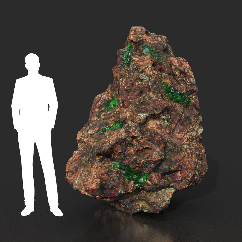 Low Poly Green Gem Mineral Rock 210823 Low-poly 3D model_17