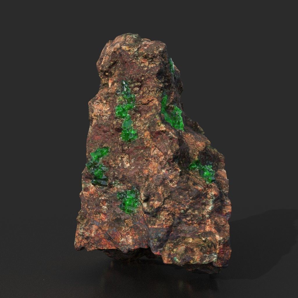 Low Poly Green Gem Mineral Rock 210823 Low-poly 3D model_6
