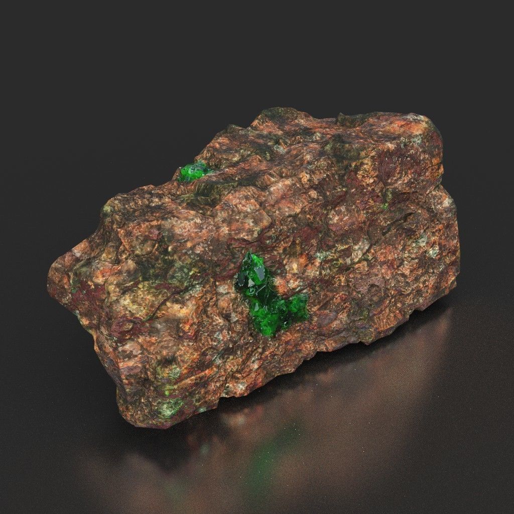 Low Poly Green Gem Mineral Rock 210823 Low-poly 3D model_31