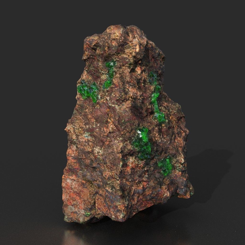 Low Poly Green Gem Mineral Rock 210823 Low-poly 3D model_7
