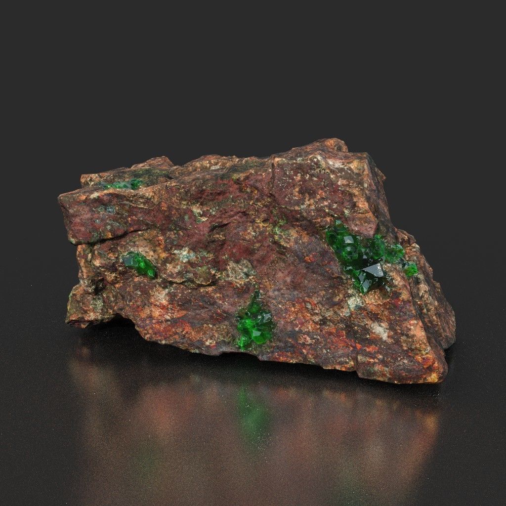 Low Poly Green Gem Mineral Rock 210823 Low-poly 3D model_27