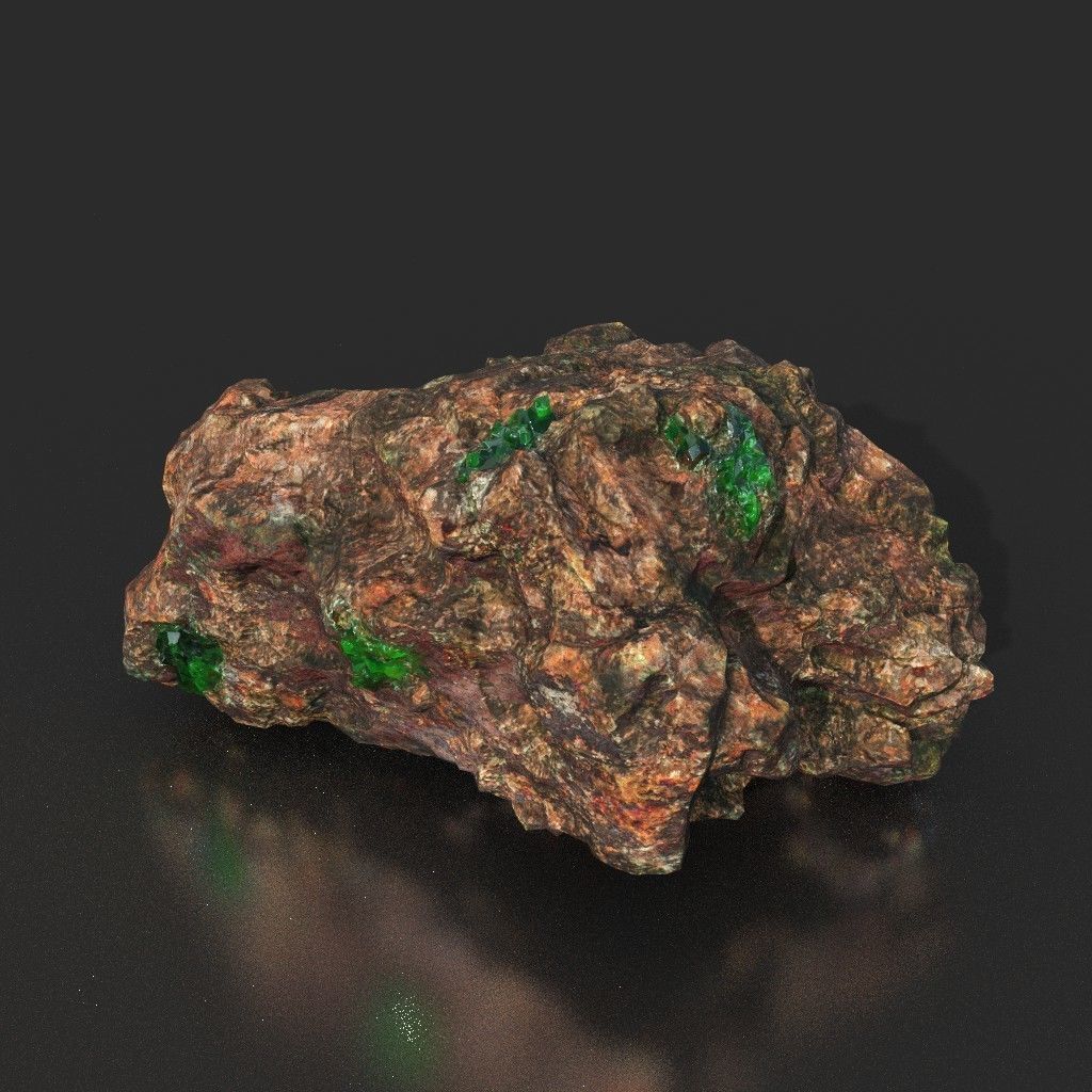 Low Poly Green Gem Mineral Rock 210823 Low-poly 3D model_39
