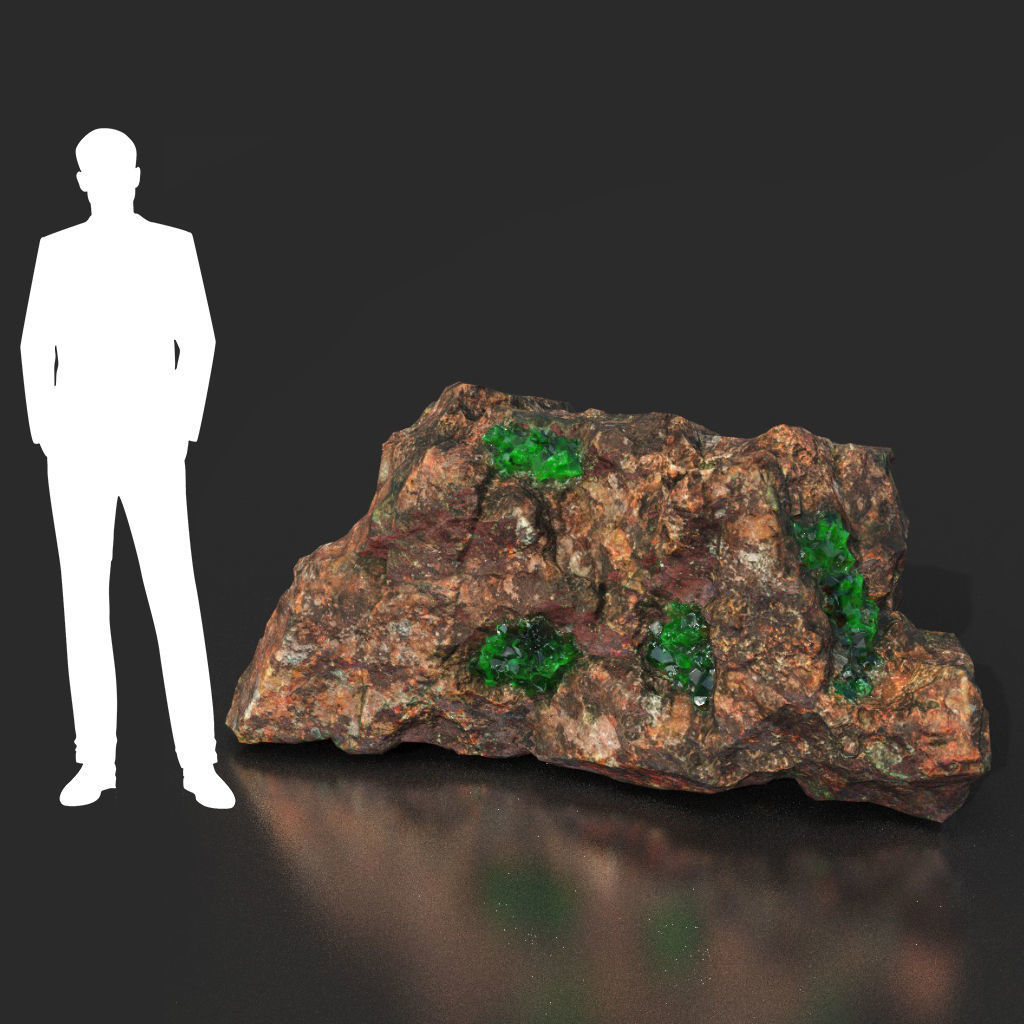 Low Poly Green Gem Mineral Rock 210823 Low-poly 3D model_25
