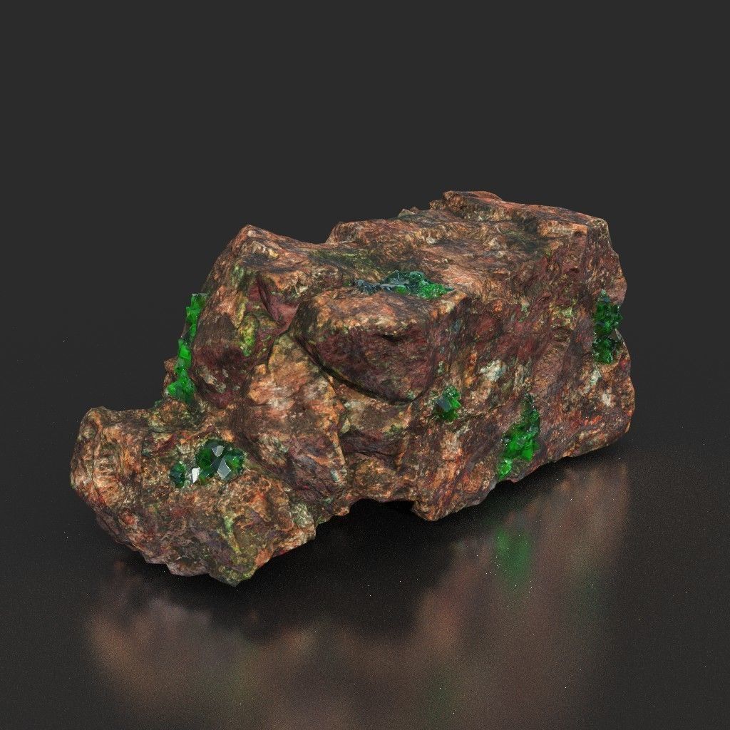 Low Poly Green Gem Mineral Rock 210823 Low-poly 3D model_26