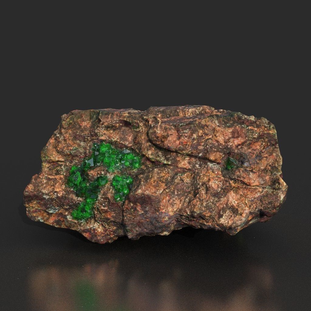 Low Poly Green Gem Mineral Rock 210823 Low-poly 3D model_22