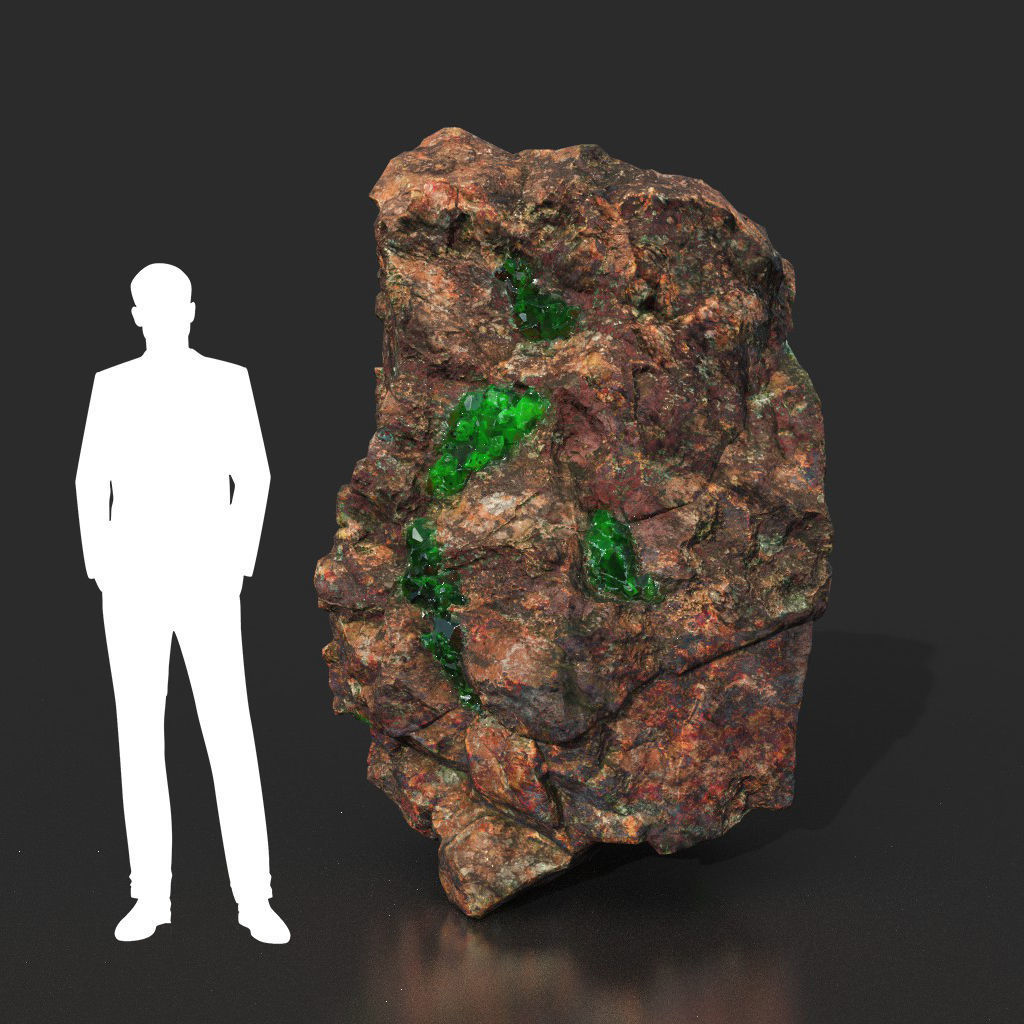 Low Poly Green Gem Mineral Rock 210823 Low-poly 3D model_1