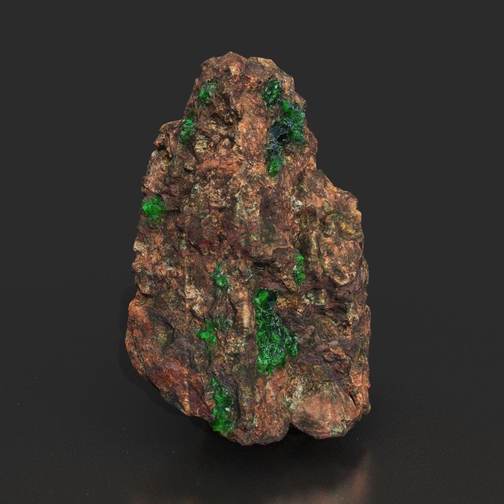 Low Poly Green Gem Mineral Rock 210823 Low-poly 3D model_18