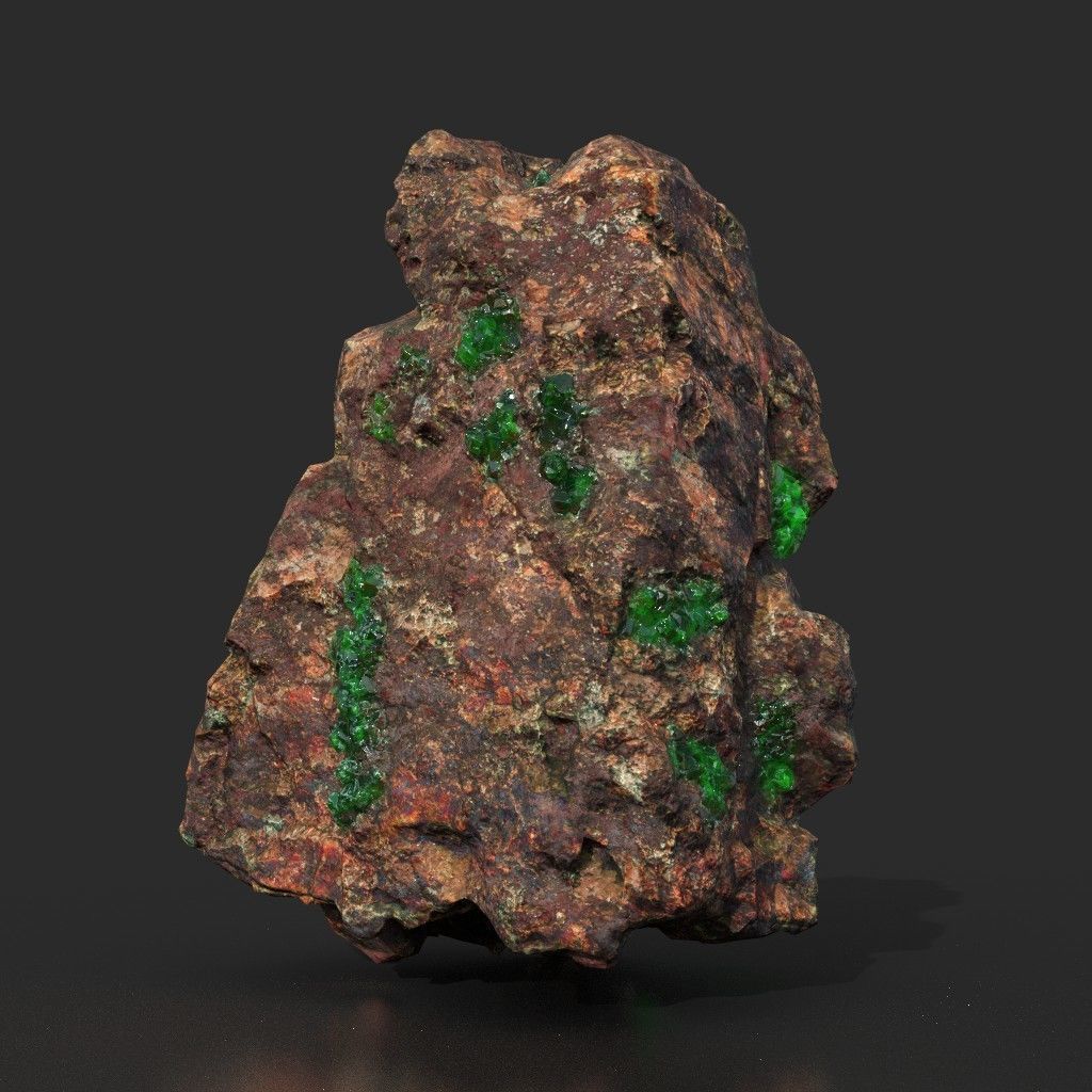 Low Poly Green Gem Mineral Rock 210823 Low-poly 3D model_11