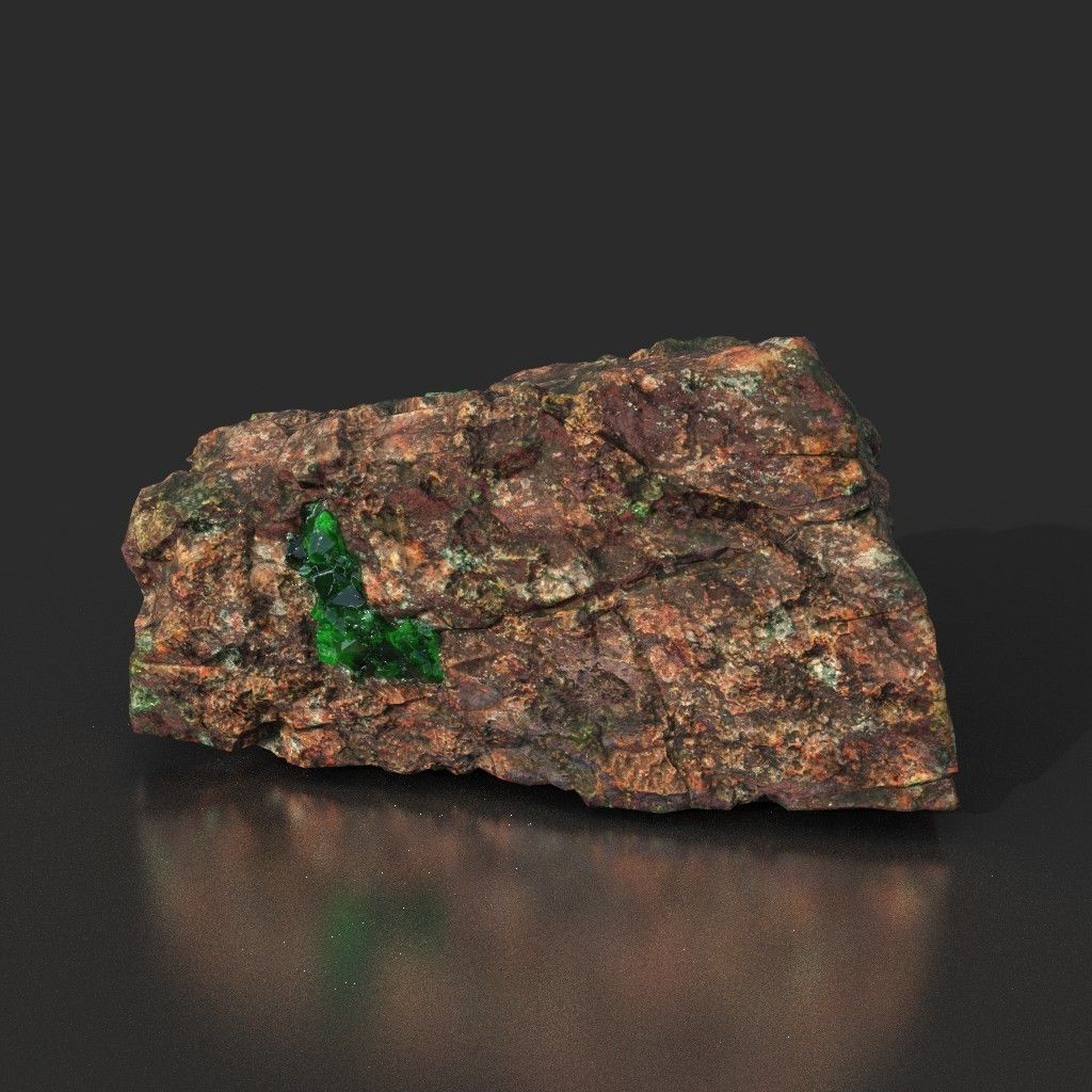 Low Poly Green Gem Mineral Rock 210823 Low-poly 3D model_30