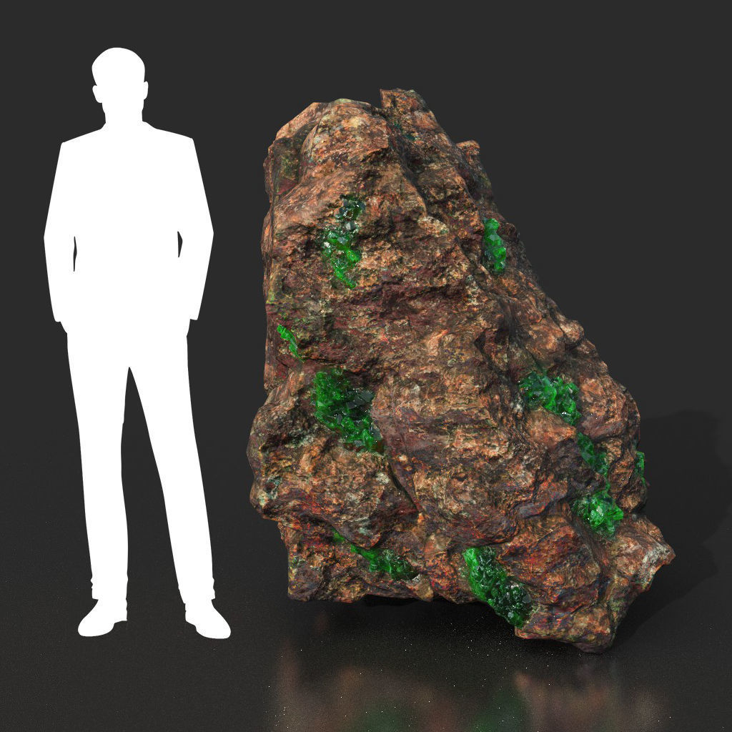 Low Poly Green Gem Mineral Rock 210823 Low-poly 3D model_9