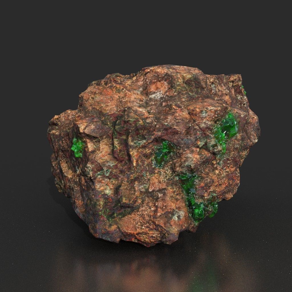 Low Poly Green Gem Mineral Rock 210823 Low-poly 3D model_35