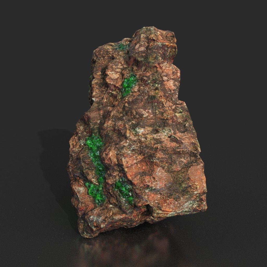 Low Poly Green Gem Mineral Rock 210823 Low-poly 3D model_10
