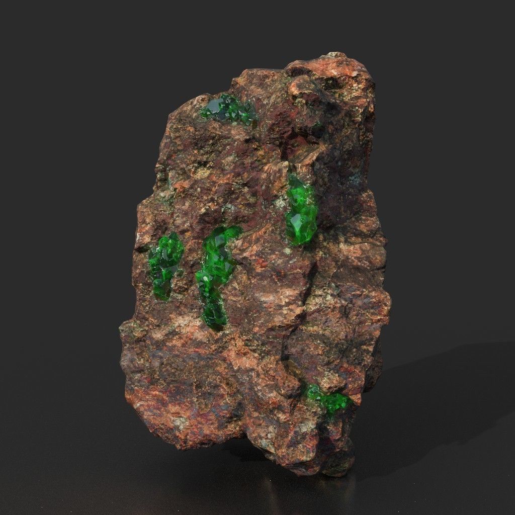 Low Poly Green Gem Mineral Rock 210823 Low-poly 3D model_2