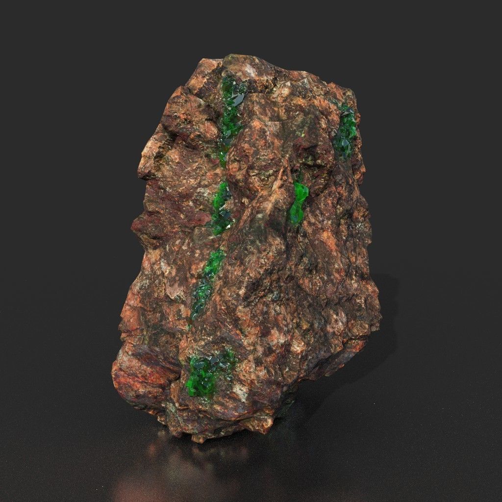 Low Poly Green Gem Mineral Rock 210823 Low-poly 3D model_14