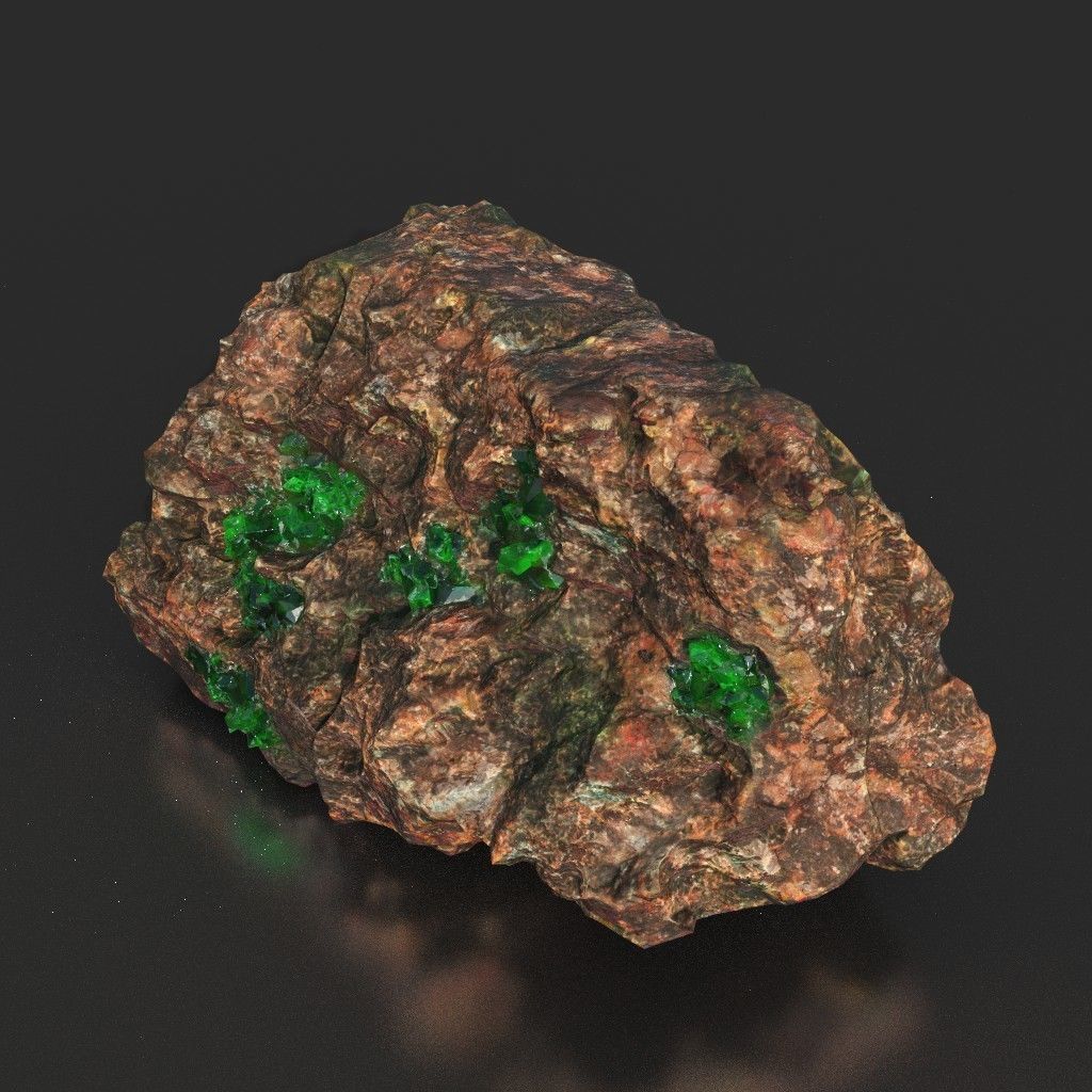 Low Poly Green Gem Mineral Rock 210823 Low-poly 3D model_23