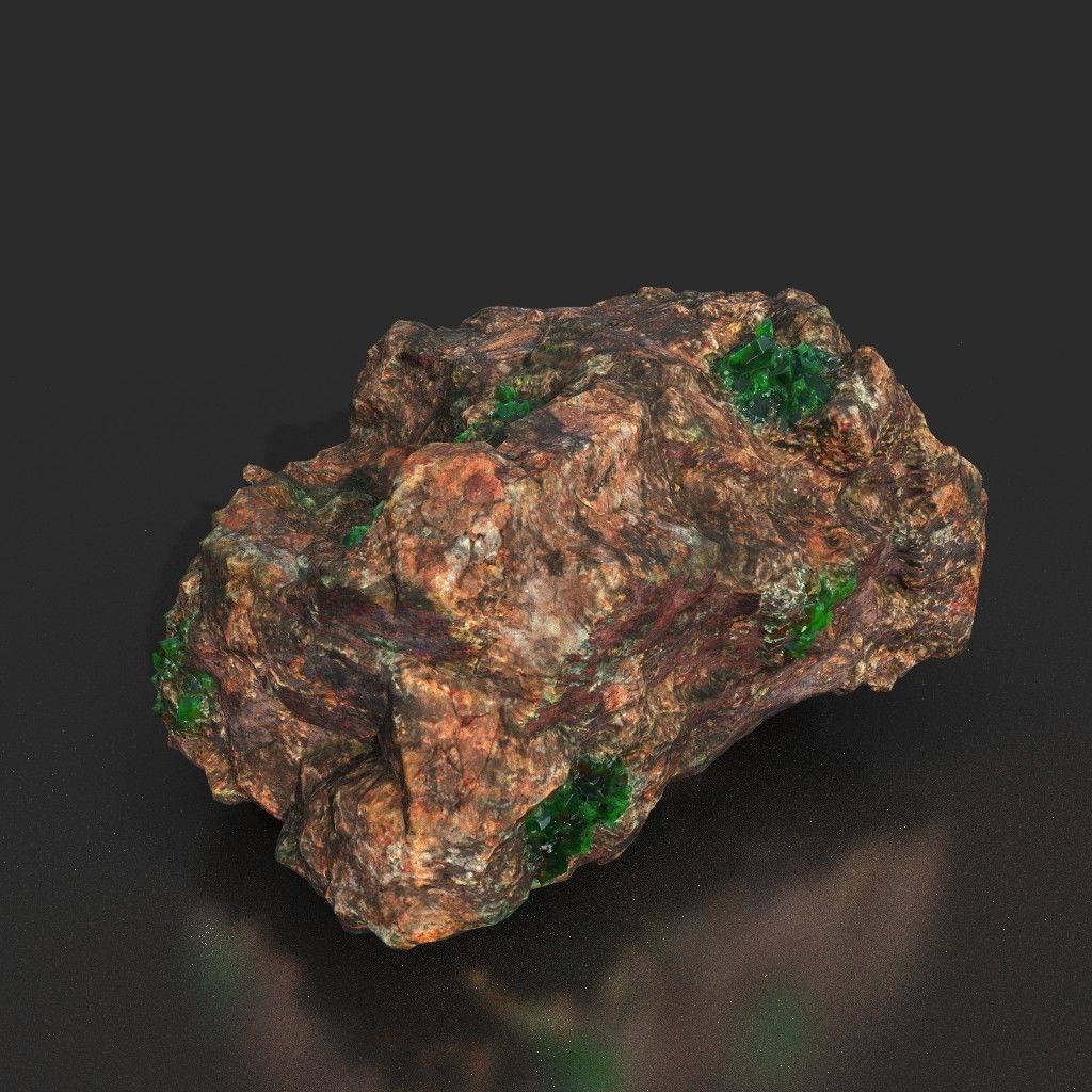Low Poly Green Gem Mineral Rock 210823 Low-poly 3D model_38