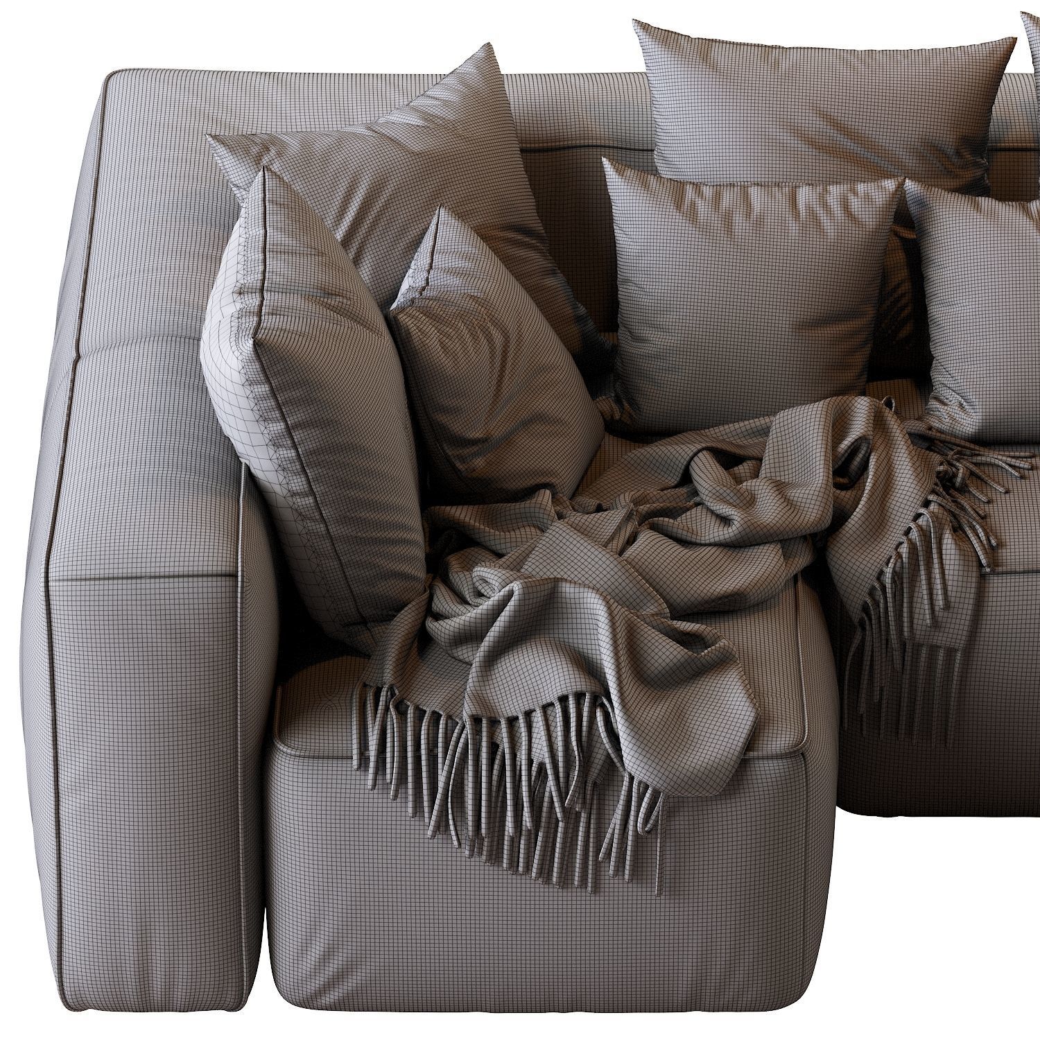 Mello Taos Brown Right Arm Corner Sectional 3D model_6