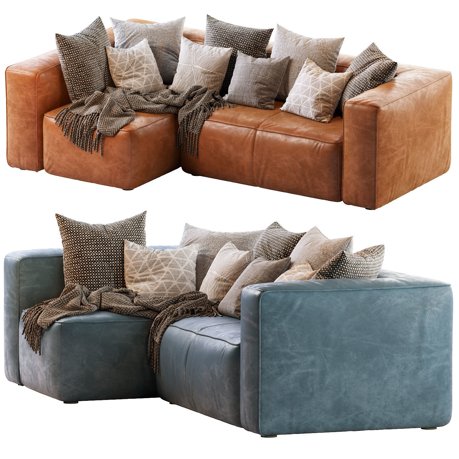 Mello Taos Brown Right Arm Corner Sectional 3D model_3