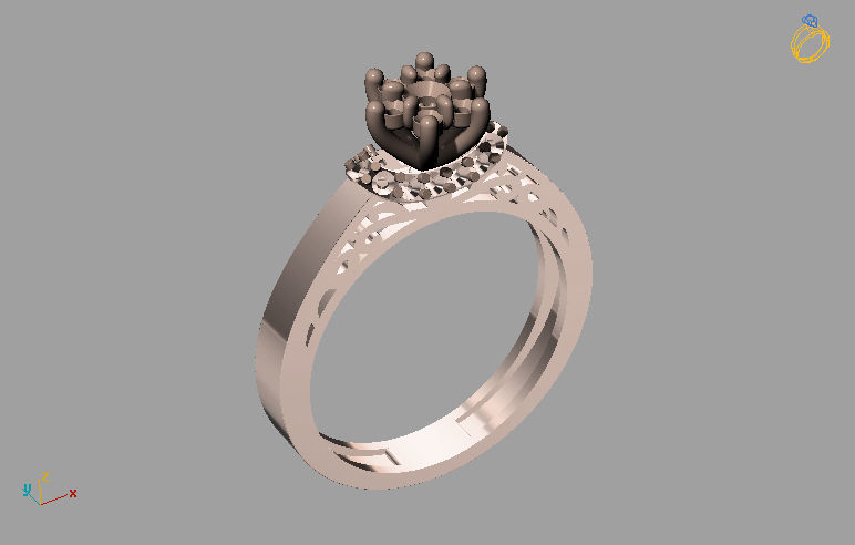 Engagement ring 3D print model_4