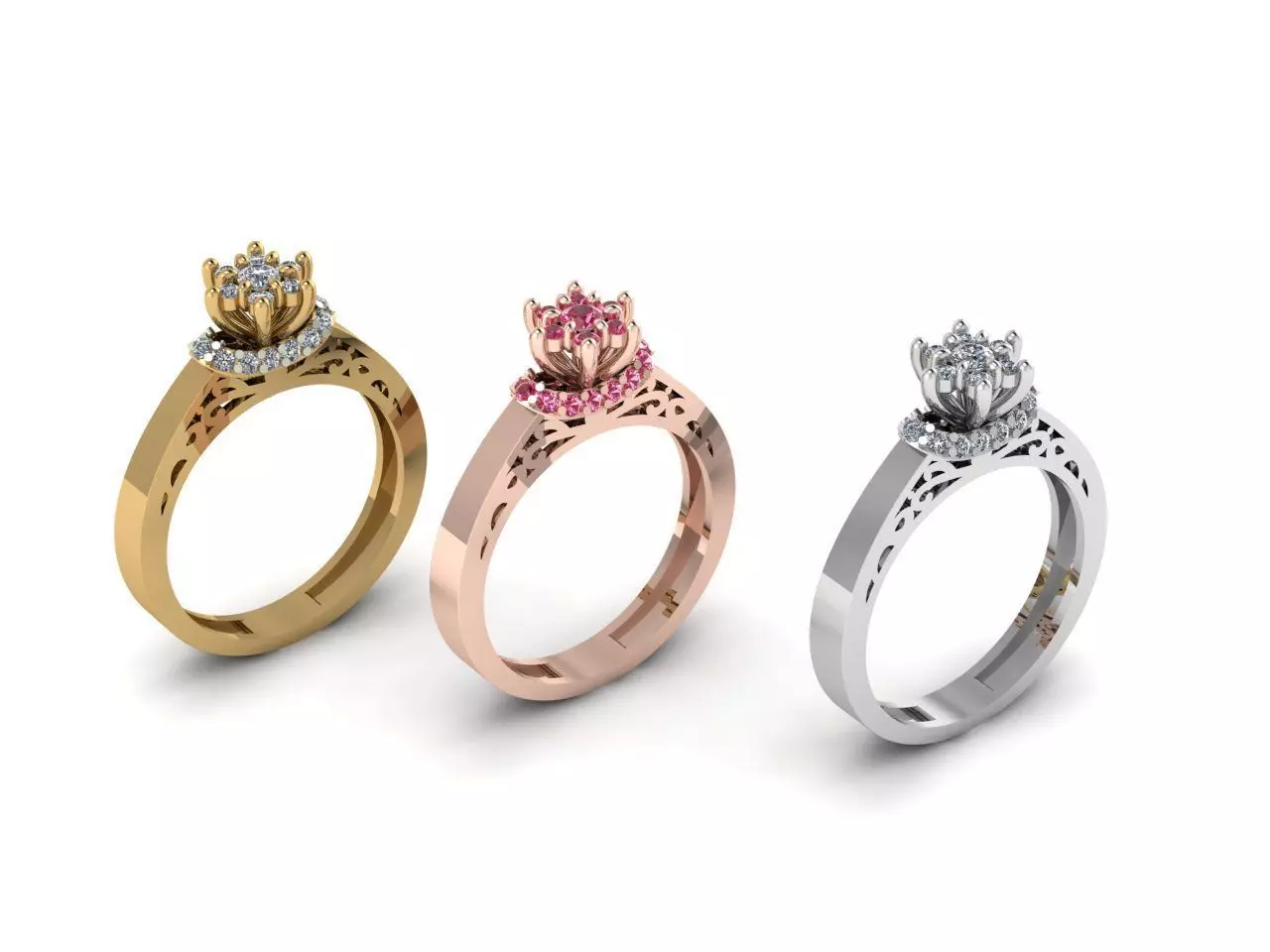 Engagement ring 3D print model_0