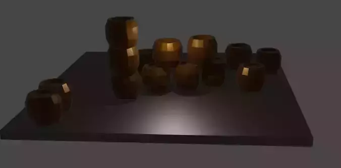 Low Poly Barrels set of wooden on table
