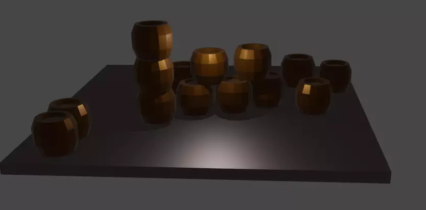 Low Poly Barrels set of wooden on table Free low-poly 3D model