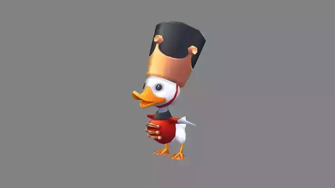 Cartoon duck guard Low-poly 3D model