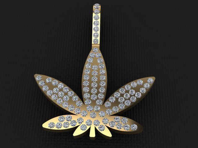 Pendant  Marijuana  3D print model_3