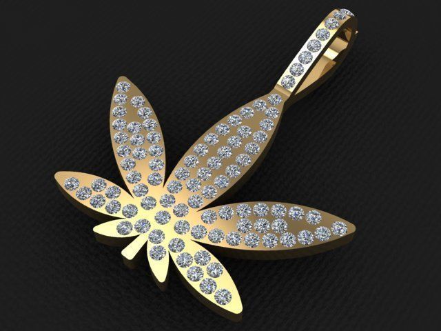 Pendant  Marijuana  3D print model_1