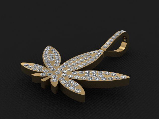 Pendant  Marijuana  3D print model_4