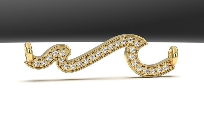 wave diamond necklace 3D print model