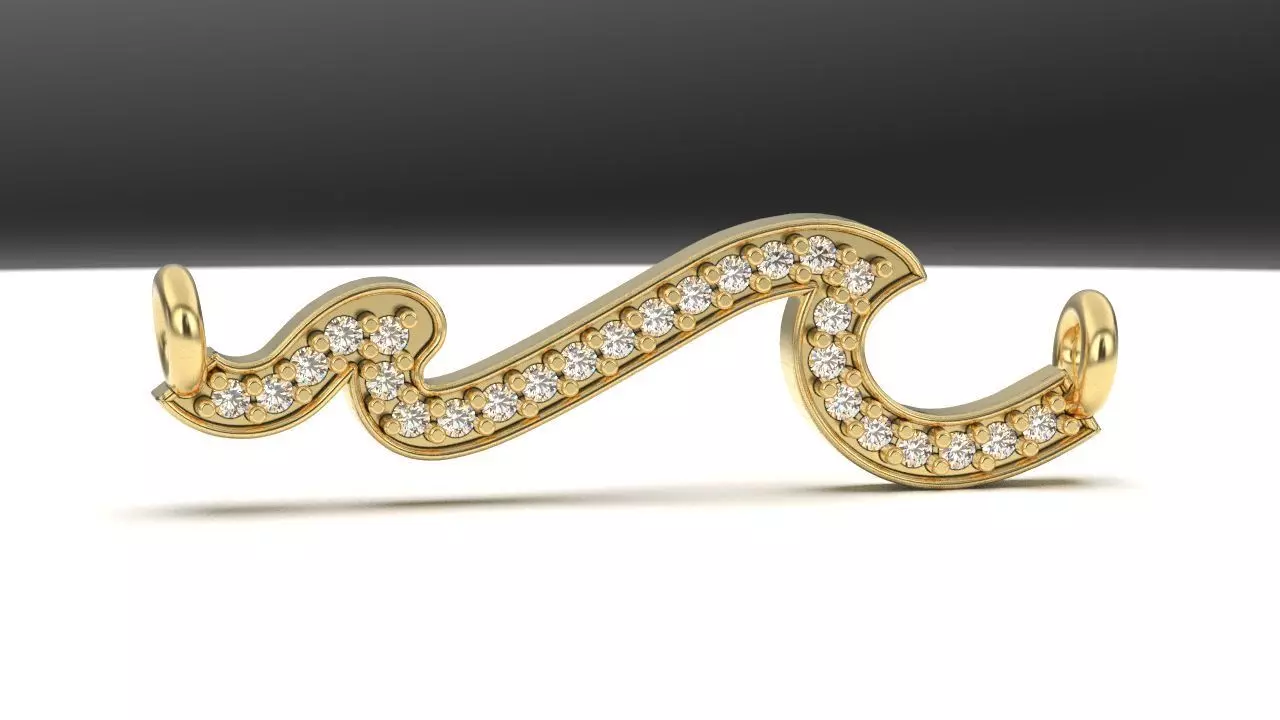 wave diamond necklace 3D print model_0