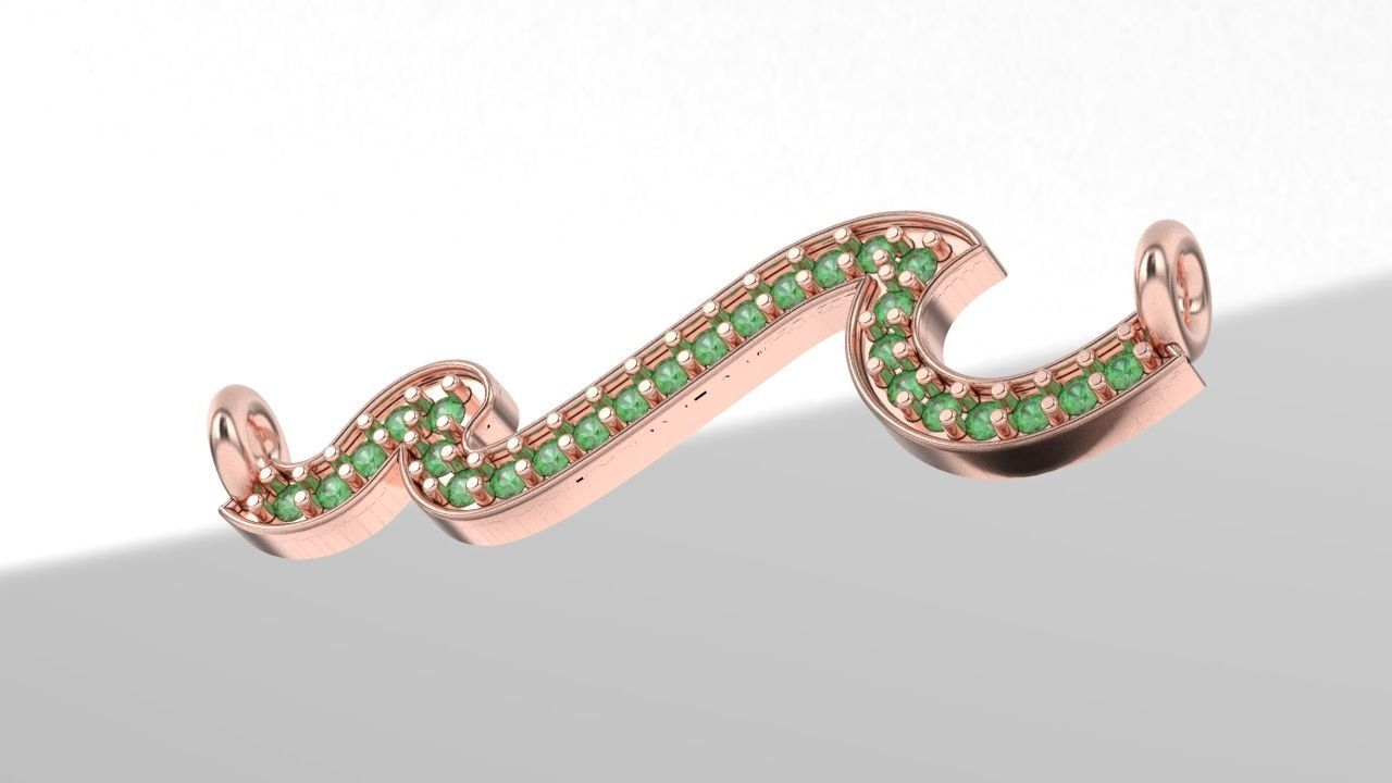 wave diamond necklace 3D print model_1
