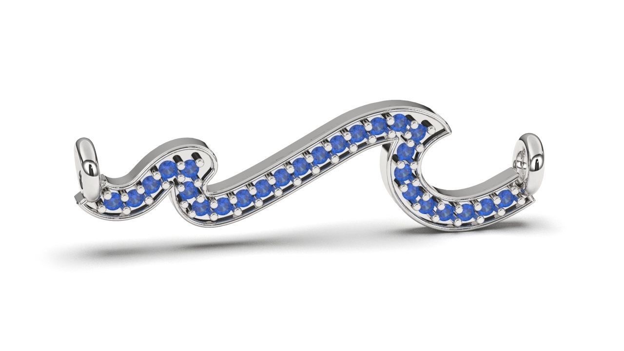 wave diamond necklace 3D print model_2