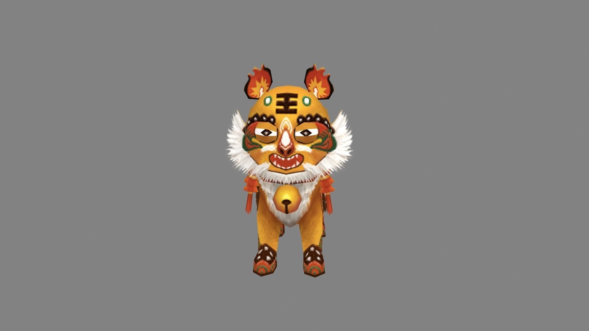 Cartoon fabric tiger - Chinese Spring Festival performances Low-poly 3D model_3
