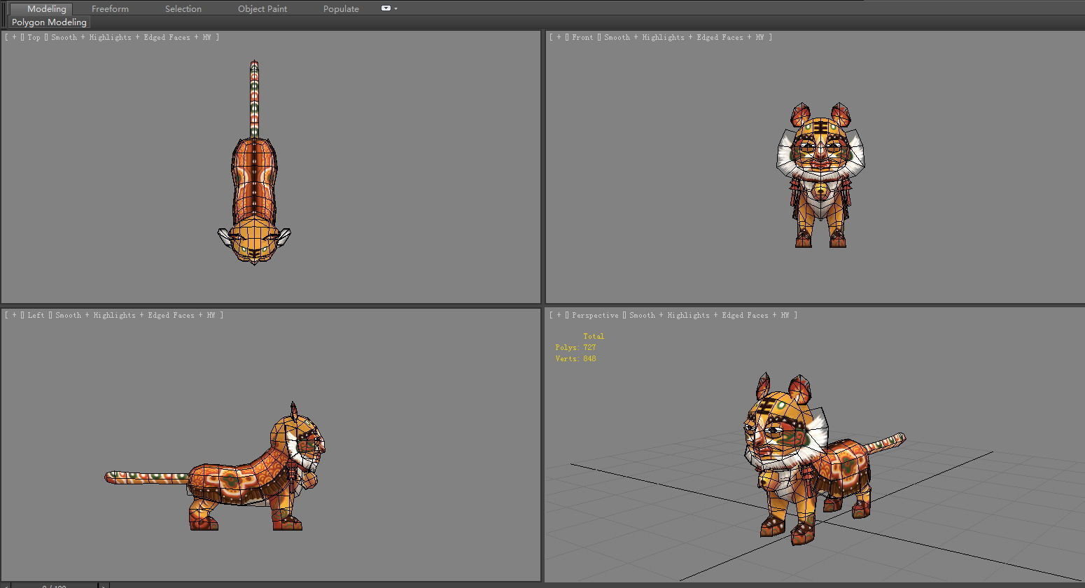 Cartoon fabric tiger - Chinese Spring Festival performances Low-poly 3D model_5