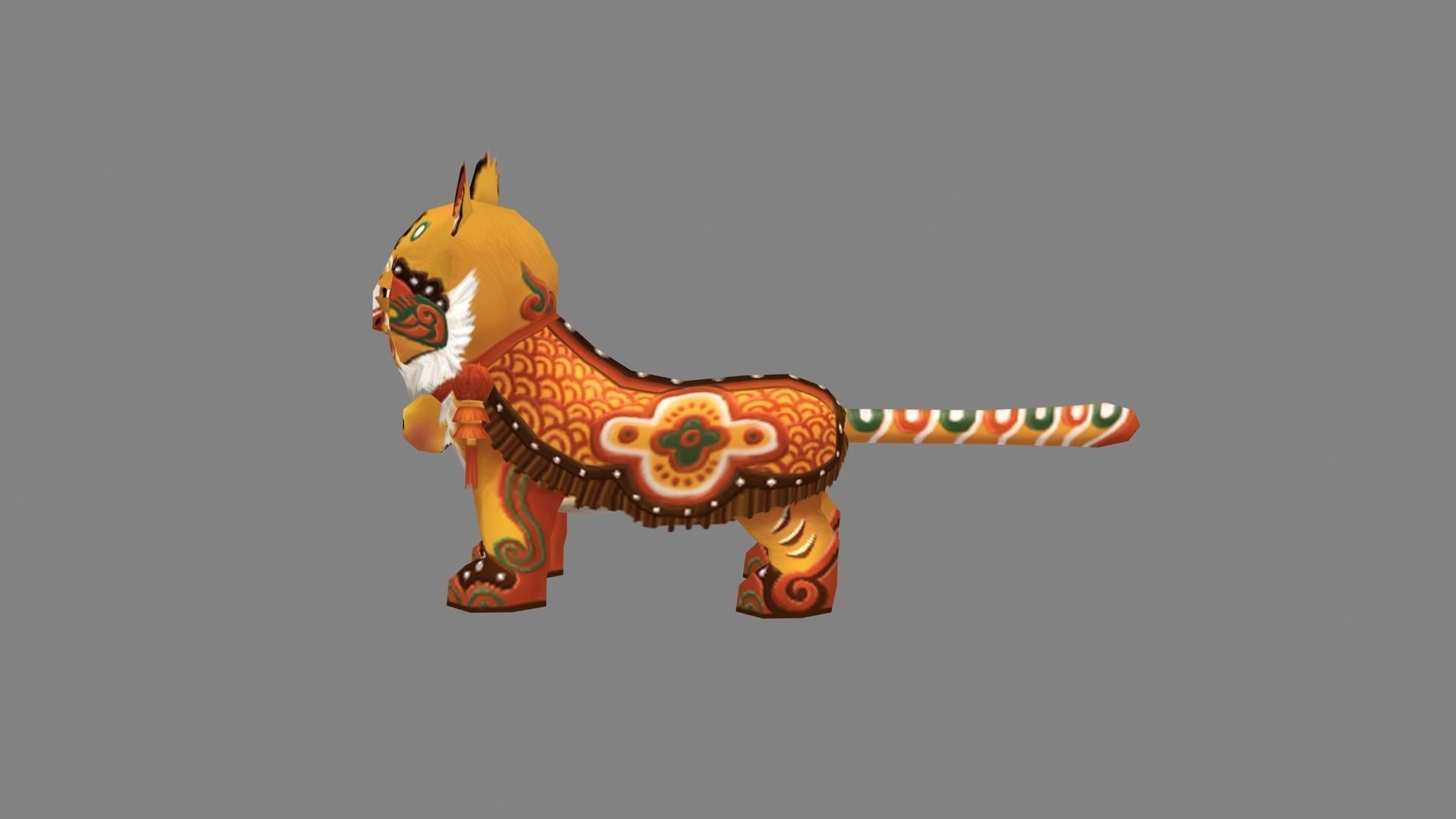 Cartoon fabric tiger - Chinese Spring Festival performances Low-poly 3D model_1