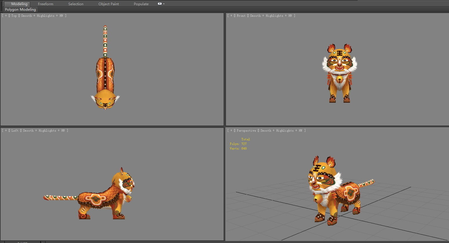 Cartoon fabric tiger - Chinese Spring Festival performances Low-poly 3D model_4