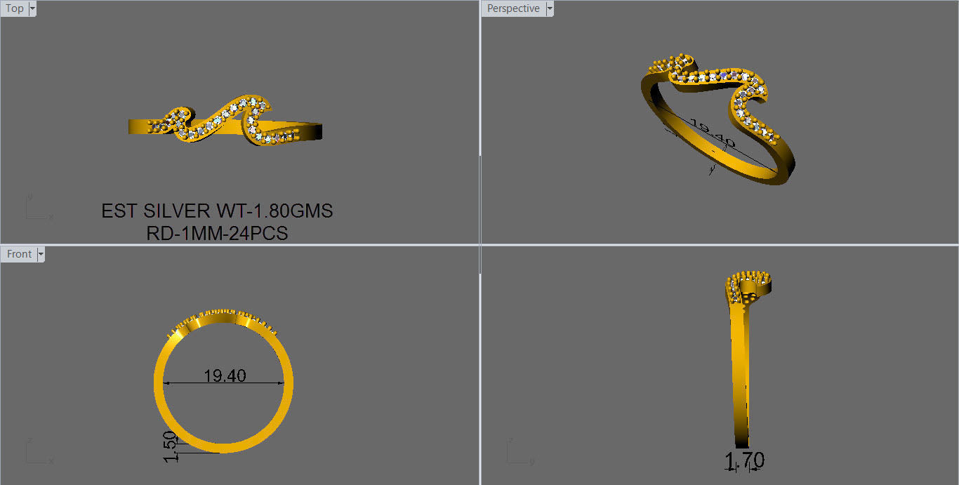 nature wave diamond ring 3D print model_6