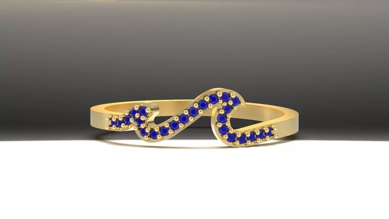 nature wave diamond ring 3D print model_0