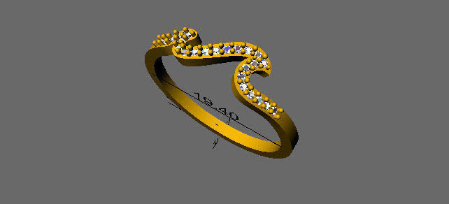 nature wave diamond ring 3D print model_3