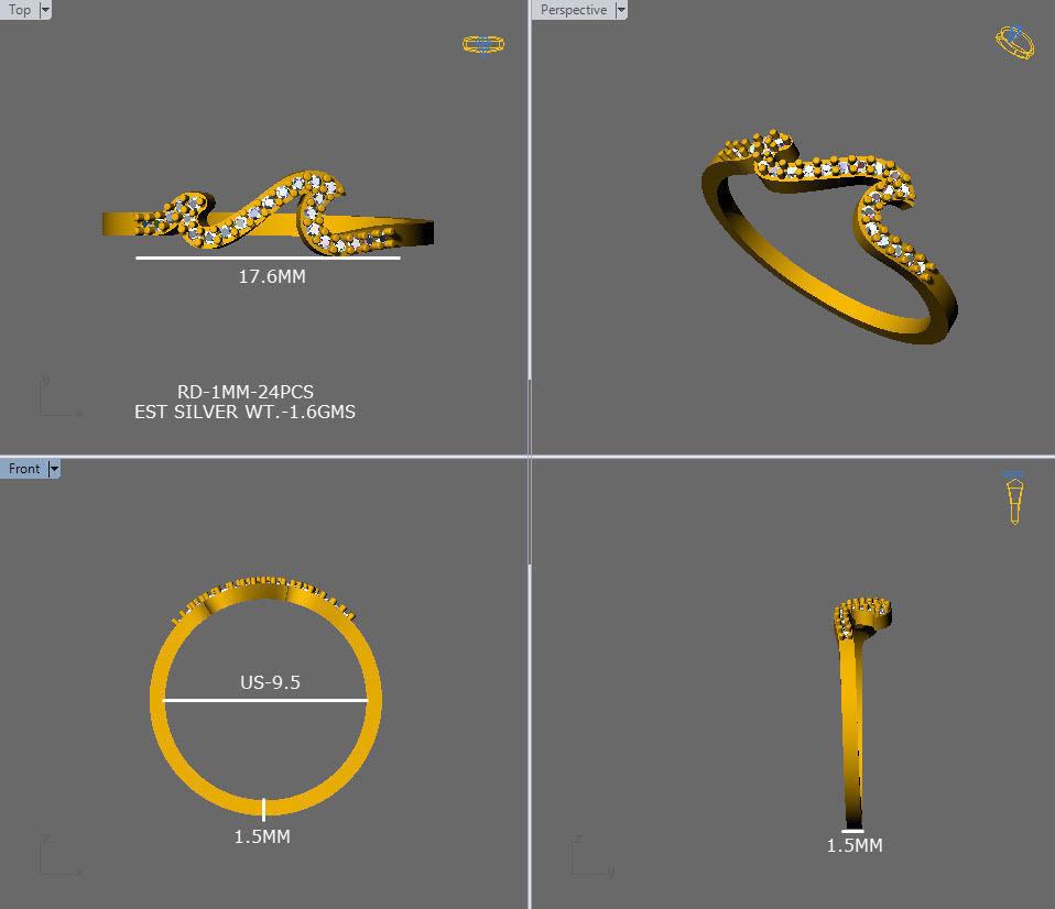 nature wave diamond ring 3D print model_5